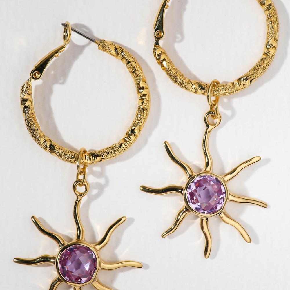 New Vanessa Mooney THE PASTEL SUN HOOP EARRINGS